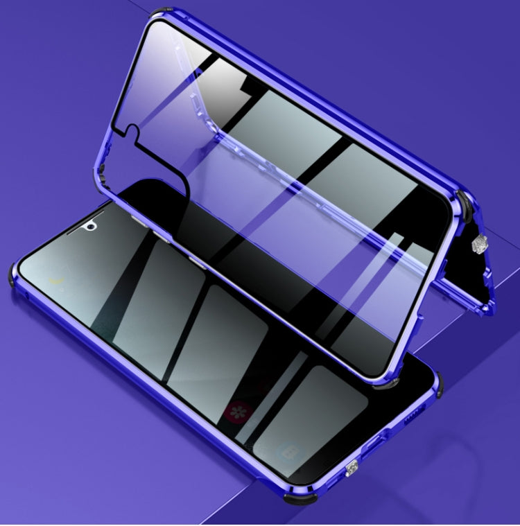 For Samsung Galaxy S21+ 5G Four-corner Shockproof Anti-peeping Magnetic Metal Frame Double-sided Tempered Glass Case