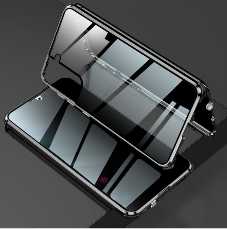 For Samsung Galaxy S21 Ultra 5G Four-corner Shockproof Anti-peeping Magnetic Metal Frame Double-sided Tempered Glass Case