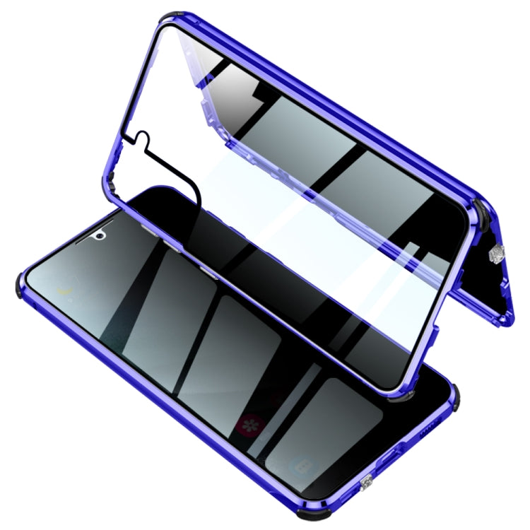 For Samsung Galaxy S21 Ultra 5G Four-corner Shockproof Anti-peeping Magnetic Metal Frame Double-sided Tempered Glass Case