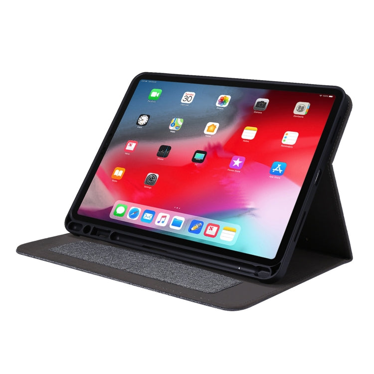 Horizontal Flip TPU + Fabric PU Leather Protective Case with Name Card Clip For iPad Air 2020 10.9 / iPad Pro 11 2021 / 2020 / 2018