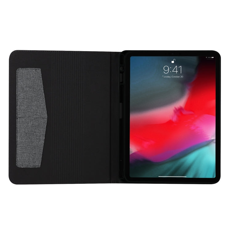 Horizontal Flip TPU + Fabric PU Leather Protective Case with Name Card Clip For iPad Air 2020 10.9 / iPad Pro 11 2021 / 2020 / 2018