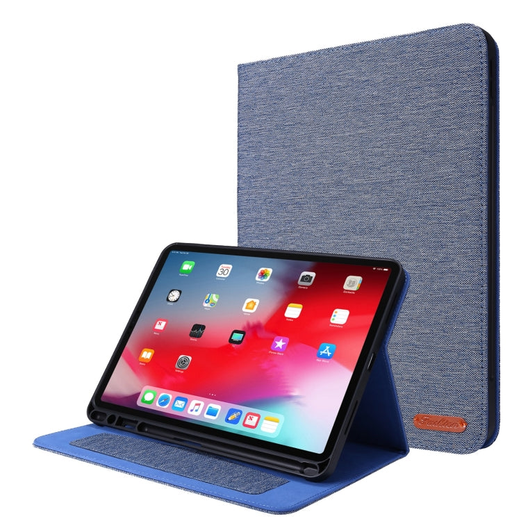 Horizontal Flip TPU + Fabric PU Leather Protective Case with Name Card Clip For iPad Air 2020 10.9 / iPad Pro 11 2021 / 2020 / 2018