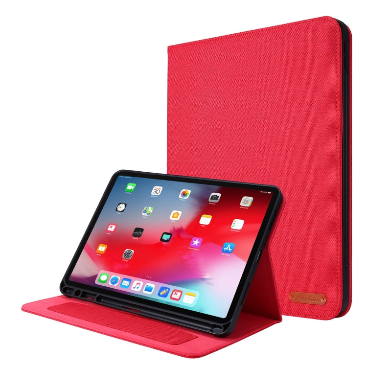 Horizontal Flip TPU + Fabric PU Leather Protective Case with Name Card Clip For iPad Air 2020 10.9 / iPad Pro 11 2021 / 2020 / 2018