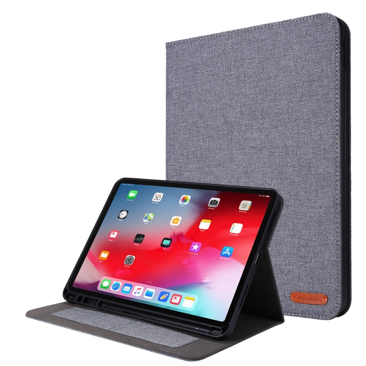 Horizontal Flip TPU + Fabric PU Leather Protective Case with Name Card Clip For iPad Air 2020 10.9 / iPad Pro 11 2021 / 2020 / 2018