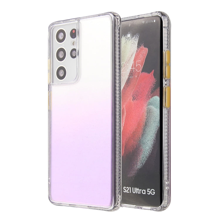 For Samsung Galaxy S21 Ultra Gradient Shockproof TPU + Acrylic Protective Case with Detachable Buttons
