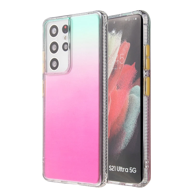 For Samsung Galaxy S21 Ultra Gradient Shockproof TPU + Acrylic Protective Case with Detachable Buttons