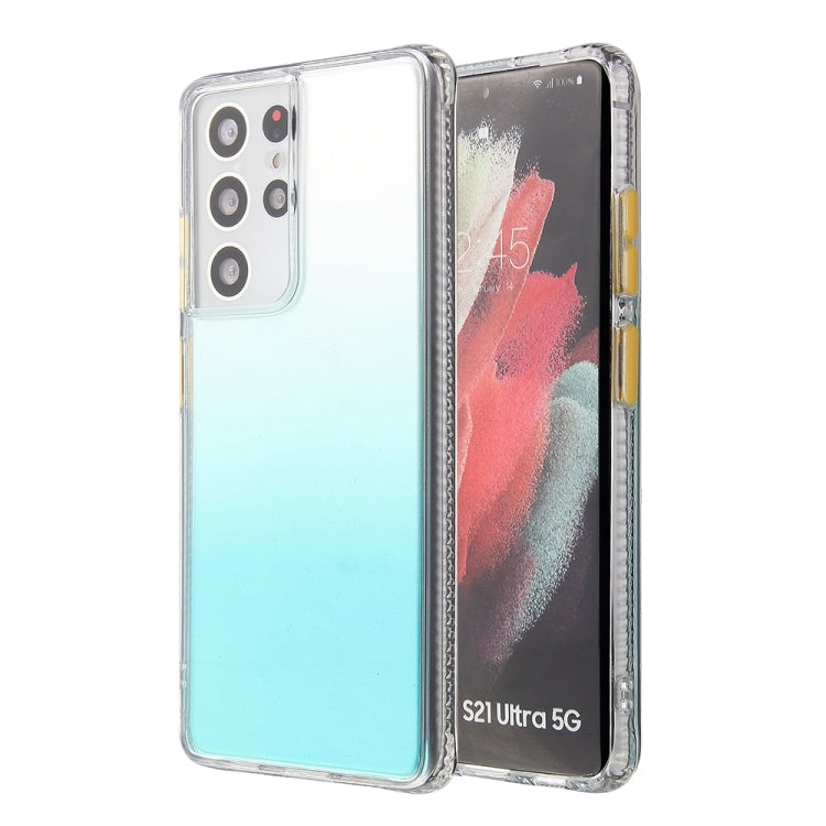 For Samsung Galaxy S21 Ultra Gradient Shockproof TPU + Acrylic Protective Case with Detachable Buttons