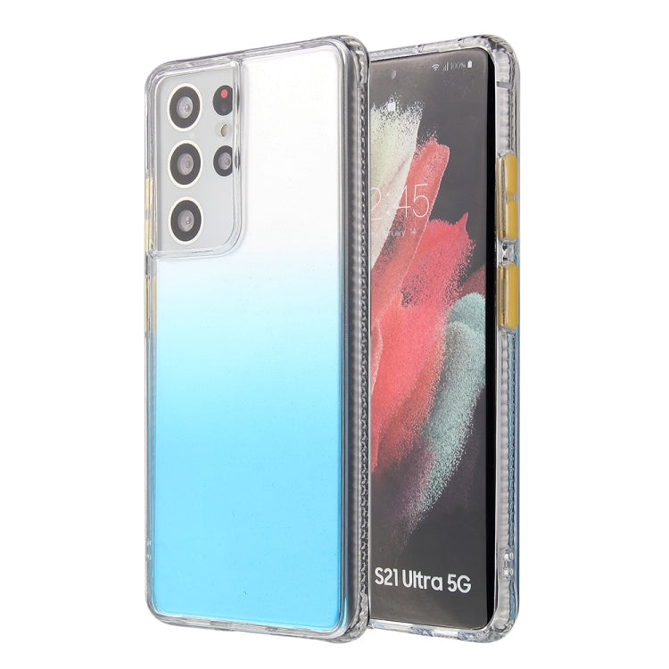 For Samsung Galaxy S21 Ultra Gradient Shockproof TPU + Acrylic Protective Case with Detachable Buttons