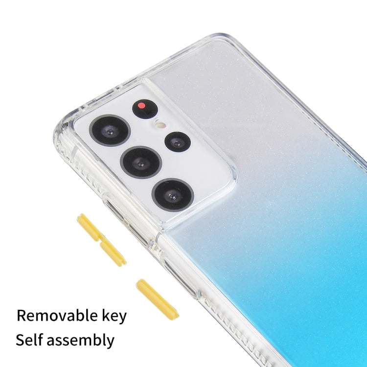 For Samsung Galaxy S21 Ultra Gradient Shockproof TPU + Acrylic Protective Case with Detachable Buttons