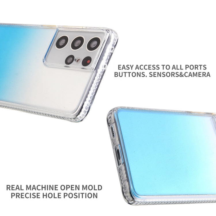 For Samsung Galaxy S21 Ultra Gradient Shockproof TPU + Acrylic Protective Case with Detachable Buttons