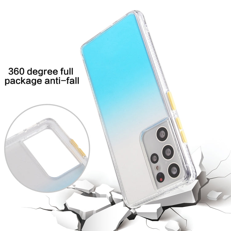 For Samsung Galaxy S21 Ultra Gradient Shockproof TPU + Acrylic Protective Case with Detachable Buttons