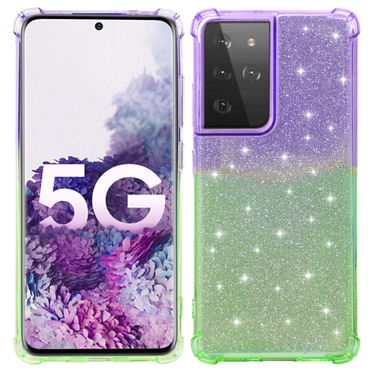 For Samsung Galaxy S21 Ultra 5G Gradient Glitter Powder Shockproof TPU Protective Case
