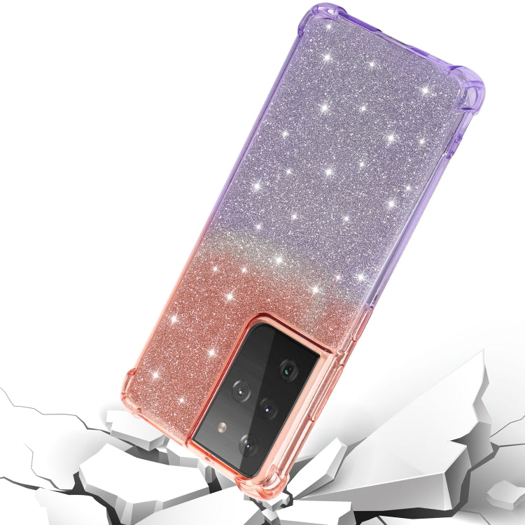 For Samsung Galaxy S21 Ultra 5G Gradient Glitter Powder Shockproof TPU Protective Case