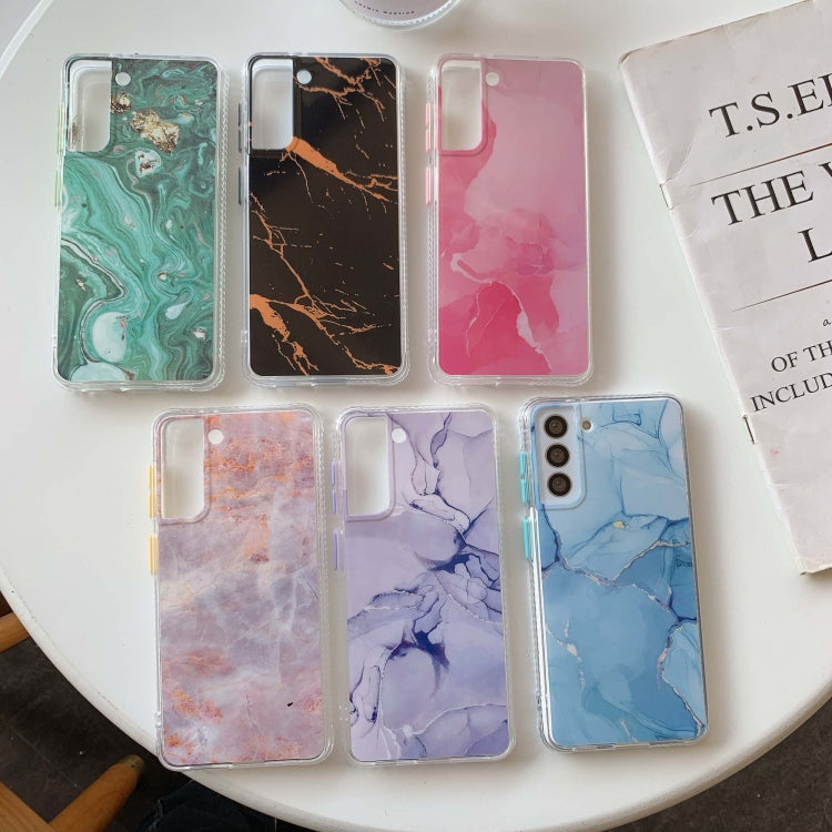 For Samsung Galaxy S21+ 5G Coloured Glaze Marble TPU + PC Protective Case