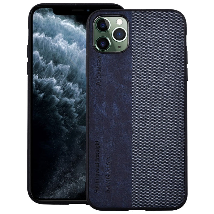 For iPhone 11 Shockproof Hot-pressed Splicing PU + Cloth Protective Case