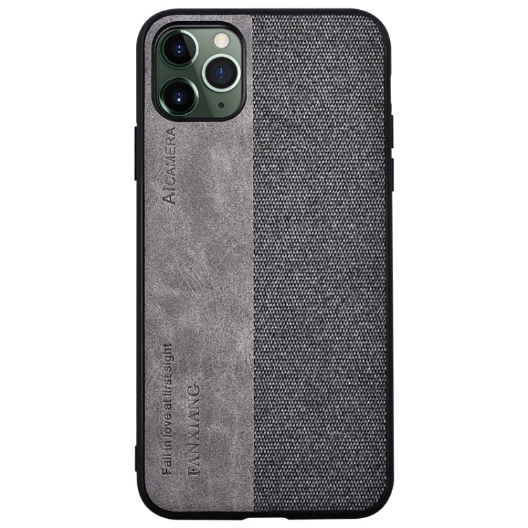 For iPhone 11 Shockproof Hot-pressed Splicing PU + Cloth Protective Case