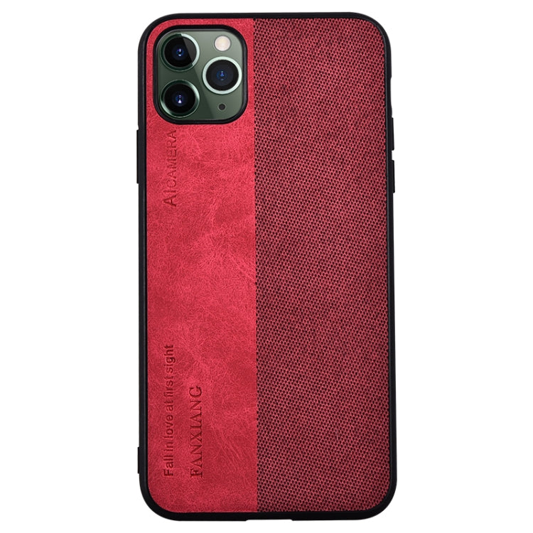 For iPhone 11 Shockproof Hot-pressed Splicing PU + Cloth Protective Case