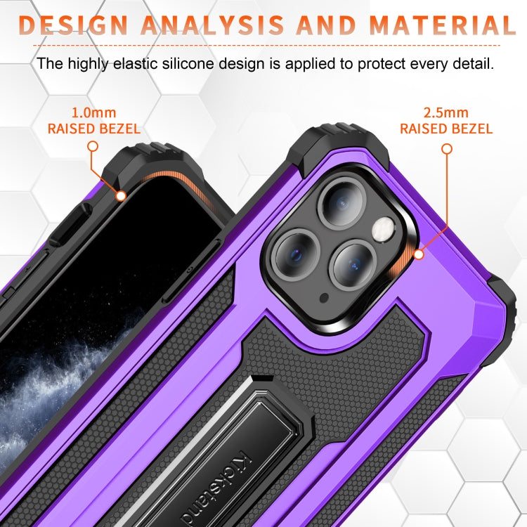 For iPhone 11 Pro Max Knight Jazz PC+TPU Shockproof Protective Case with Foldable Holder