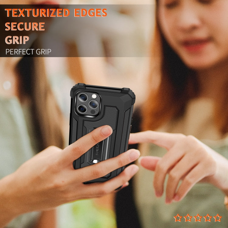 For iPhone 12 / 12 Pro Knight Jazz PC+TPU Shockproof Protective Case with Foldable Holder