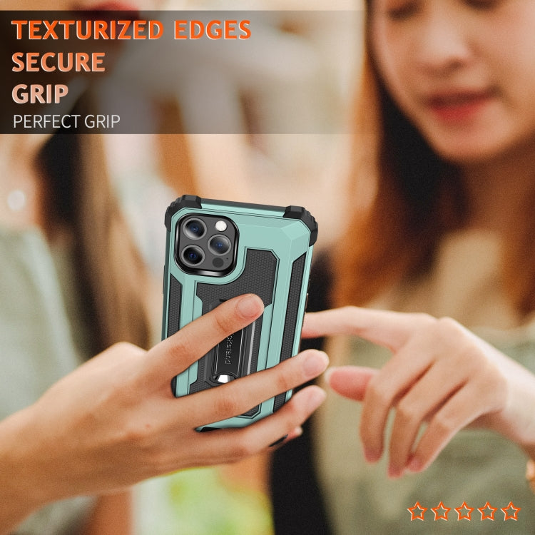 For iPhone 12 Pro Max Knight Jazz PC+TPU Shockproof Protective Case with Foldable Holder