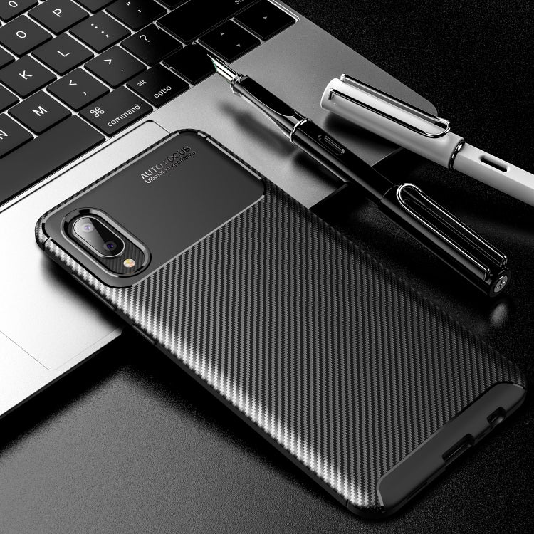 For Samsung Galaxy A02 Carbon Fiber Texture Shockproof TPU Case