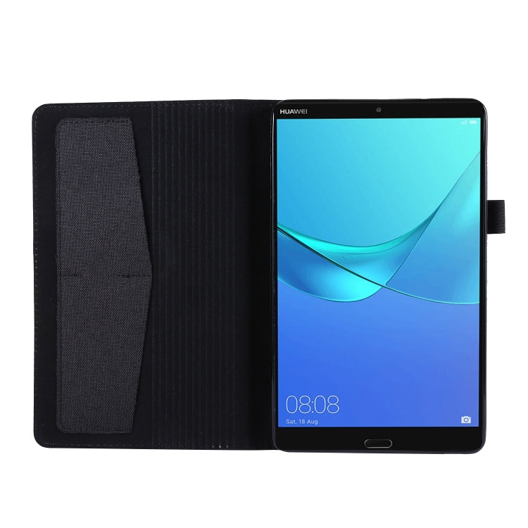 For Huawei M5 8.0 Horizontal Flip TPU + Fabric PU Leather Protective Case with Name Card Clip