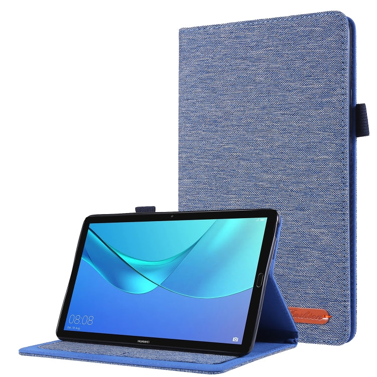 For Huawei M5 8.0 Horizontal Flip TPU + Fabric PU Leather Protective Case with Name Card Clip