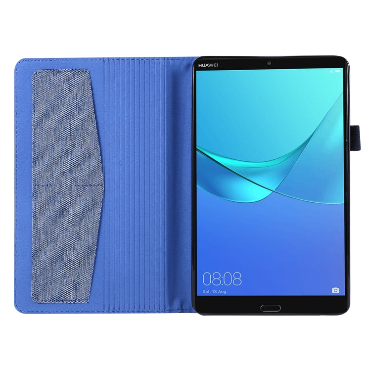 For Huawei M5 8.0 Horizontal Flip TPU + Fabric PU Leather Protective Case with Name Card Clip