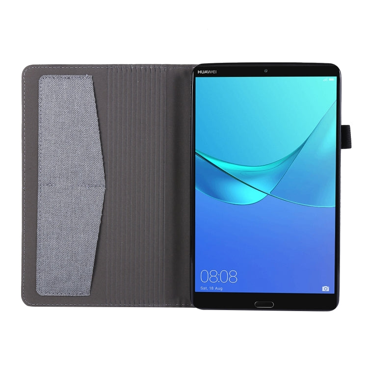 For Huawei M5 8.0 Horizontal Flip TPU + Fabric PU Leather Protective Case with Name Card Clip