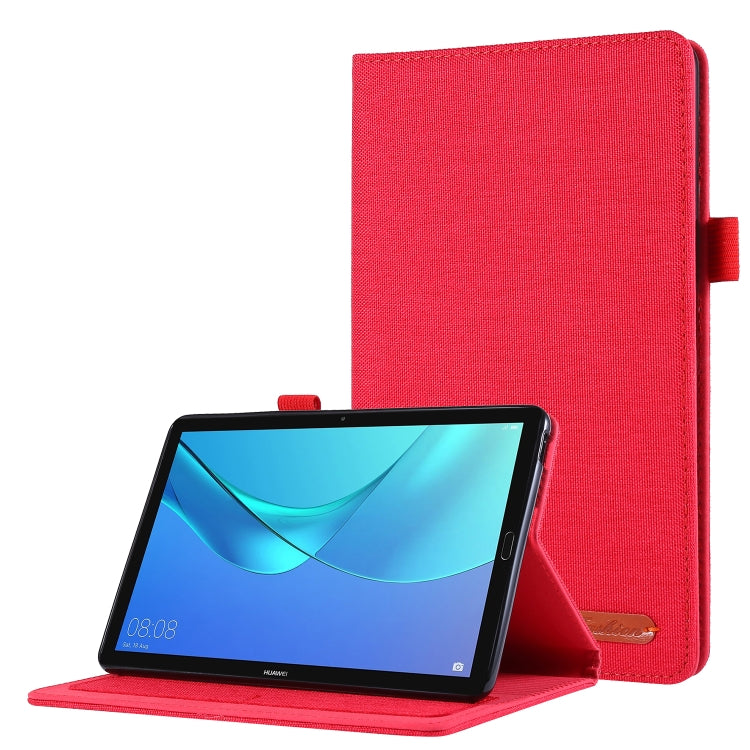 For Huawei M5 8.0 Horizontal Flip TPU + Fabric PU Leather Protective Case with Name Card Clip