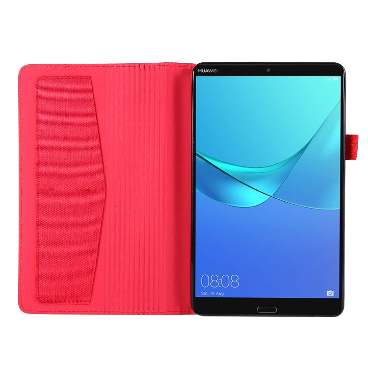 For Huawei M5 8.0 Horizontal Flip TPU + Fabric PU Leather Protective Case with Name Card Clip