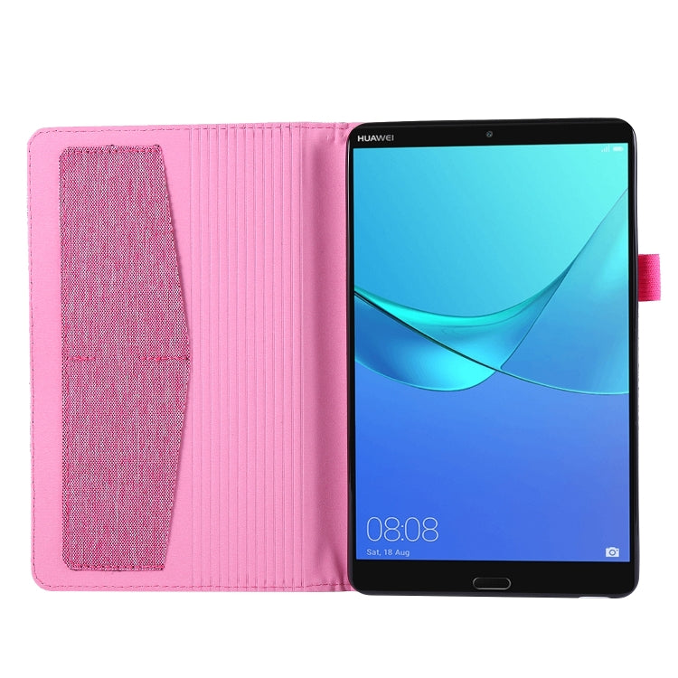For Huawei M5 8.0 Horizontal Flip TPU + Fabric PU Leather Protective Case with Name Card Clip