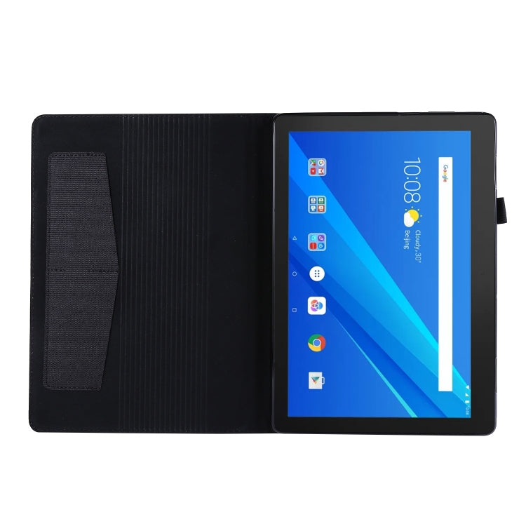 For Lenovo Tab E10 Horizontal Flip TPU + Fabric PU Leather Protective Case with Name Card Clip