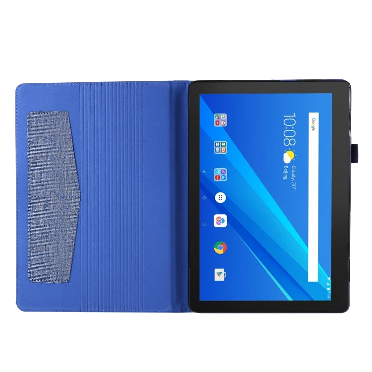 For Lenovo Tab E10 Horizontal Flip TPU + Fabric PU Leather Protective Case with Name Card Clip