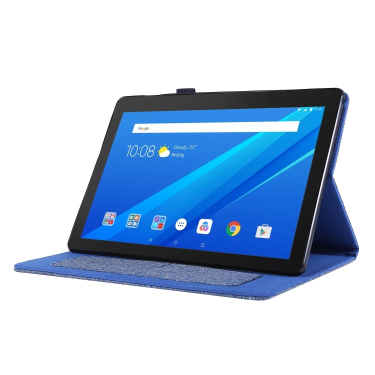 For Lenovo Tab E10 Horizontal Flip TPU + Fabric PU Leather Protective Case with Name Card Clip