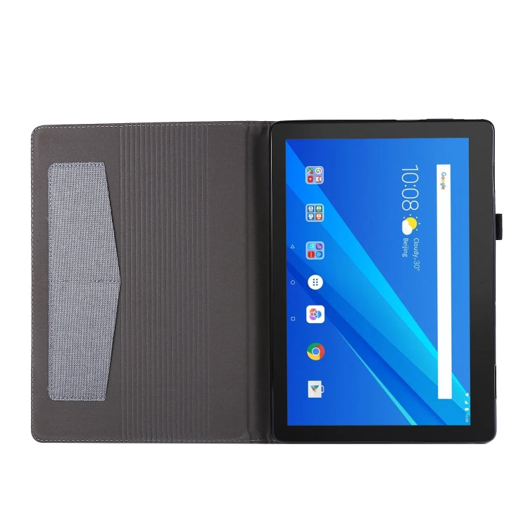 For Lenovo Tab E10 Horizontal Flip TPU + Fabric PU Leather Protective Case with Name Card Clip