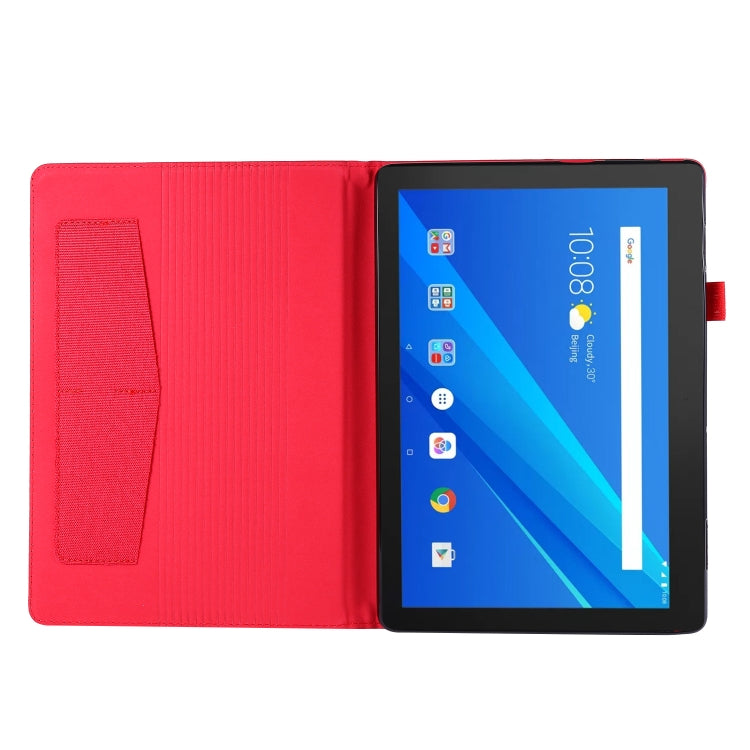 For Lenovo Tab E10 Horizontal Flip TPU + Fabric PU Leather Protective Case with Name Card Clip