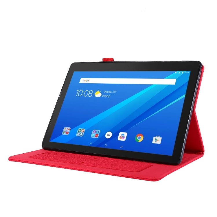 For Lenovo Tab E10 Horizontal Flip TPU + Fabric PU Leather Protective Case with Name Card Clip