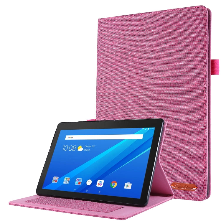 For Lenovo Tab E10 Horizontal Flip TPU + Fabric PU Leather Protective Case with Name Card Clip
