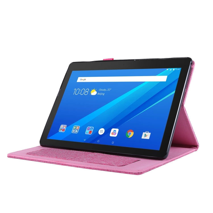 For Lenovo Tab E10 Horizontal Flip TPU + Fabric PU Leather Protective Case with Name Card Clip