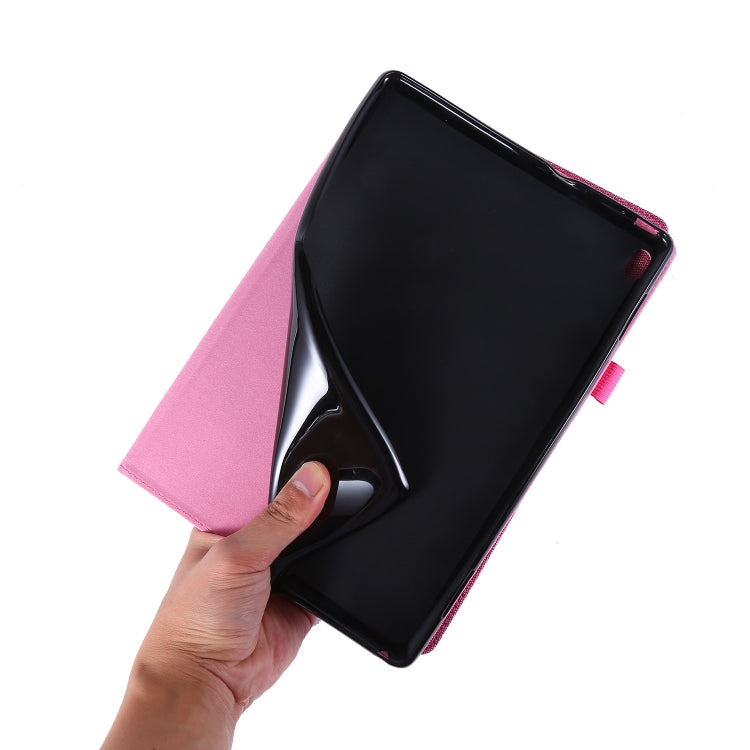 For Lenovo Tab E10 Horizontal Flip TPU + Fabric PU Leather Protective Case with Name Card Clip