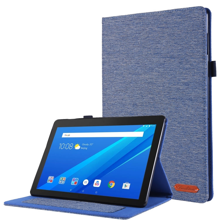 For Lenovo Tab M10 Horizontal Flip TPU + Fabric PU Leather Protective Case with Name Card Clip