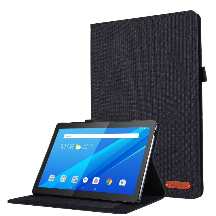 For Lenovo Tab P10 Horizontal Flip TPU + Fabric PU Leather Protective Case with Name Card Clip