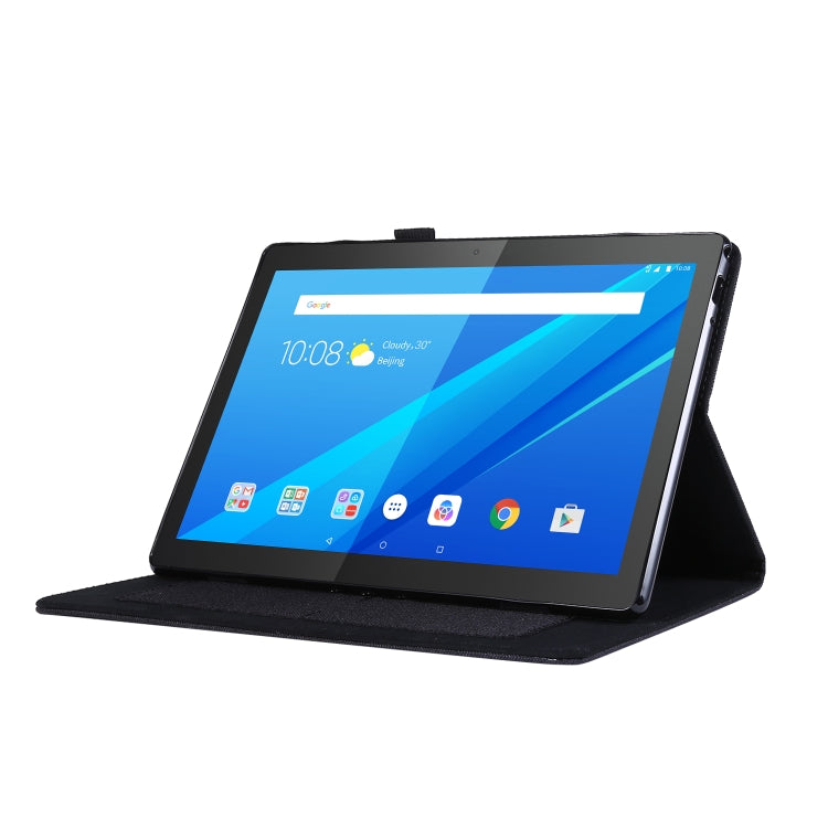 For Lenovo Tab P10 Horizontal Flip TPU + Fabric PU Leather Protective Case with Name Card Clip