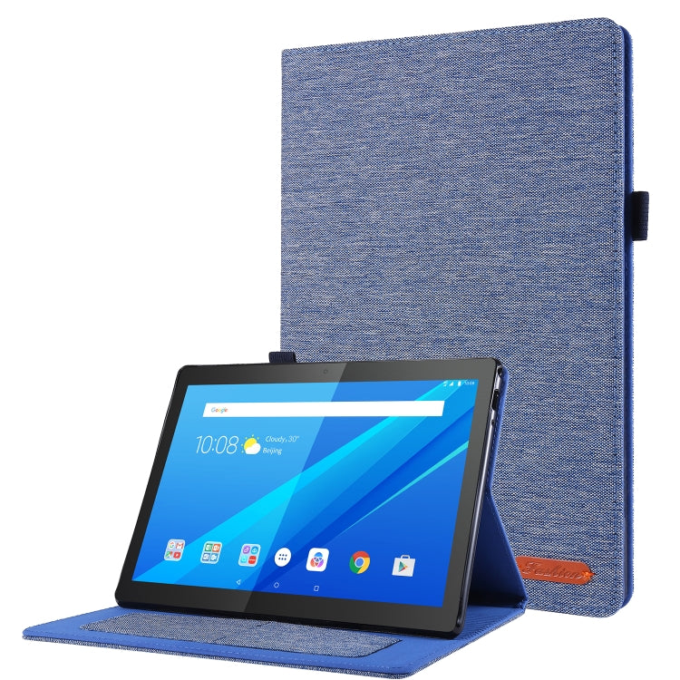 For Lenovo Tab P10 Horizontal Flip TPU + Fabric PU Leather Protective Case with Name Card Clip