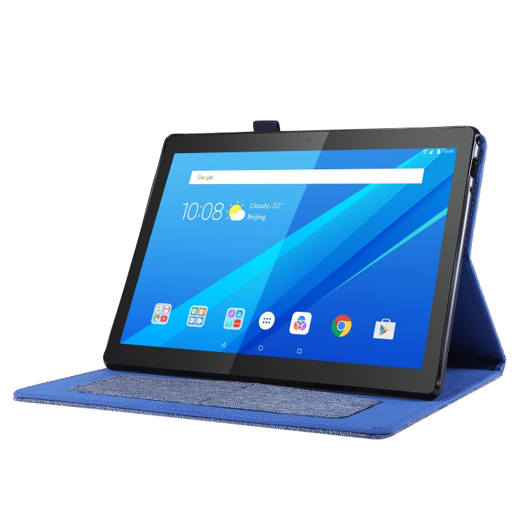 For Lenovo Tab P10 Horizontal Flip TPU + Fabric PU Leather Protective Case with Name Card Clip