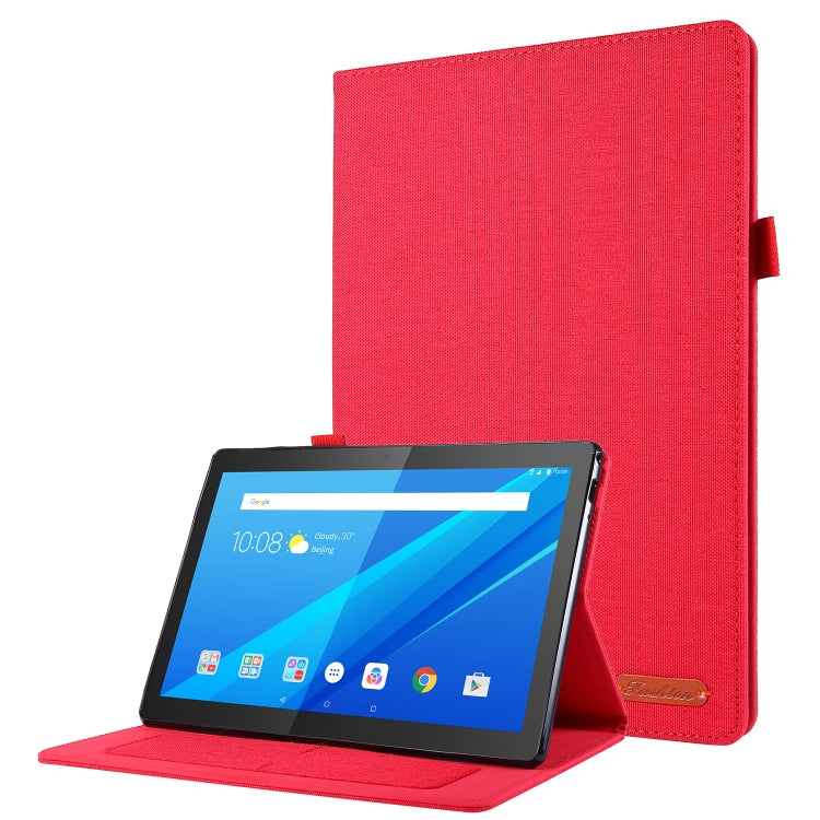 For Lenovo Tab P10 Horizontal Flip TPU + Fabric PU Leather Protective Case with Name Card Clip