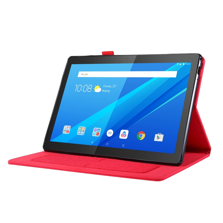 For Lenovo Tab P10 Horizontal Flip TPU + Fabric PU Leather Protective Case with Name Card Clip