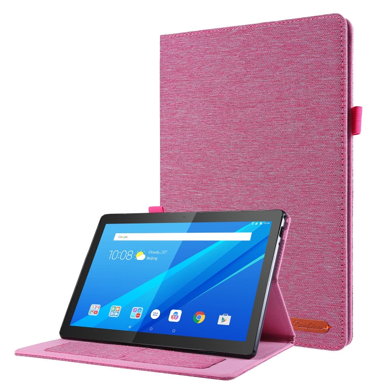 For Lenovo Tab P10 Horizontal Flip TPU + Fabric PU Leather Protective Case with Name Card Clip