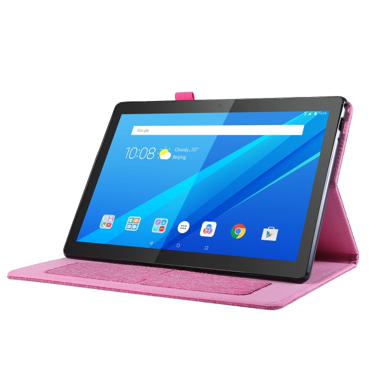 For Lenovo Tab P10 Horizontal Flip TPU + Fabric PU Leather Protective Case with Name Card Clip